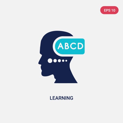 Two color learning icon from brain process vector image