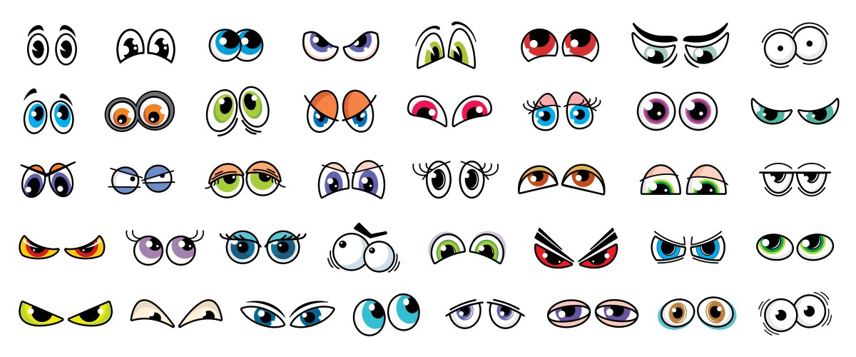 cartoon comic eyes funny looks isolated set vector image