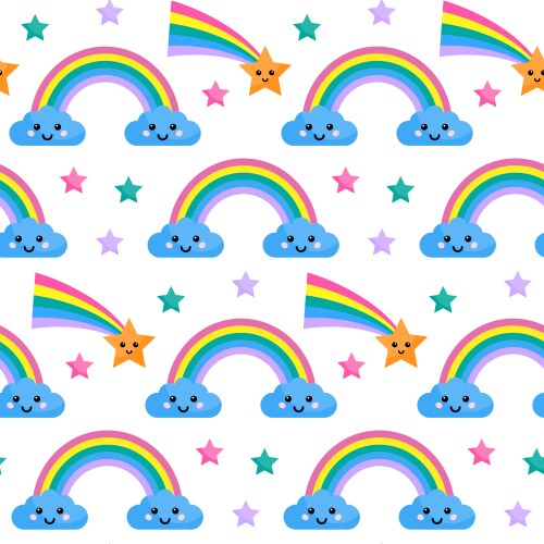 Seamless rainbow pattern on white background Vector Image