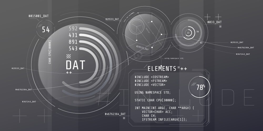 composition computer hud interface with coding vector