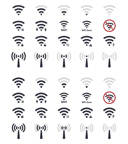 Wireless signs set wifi icons vector image