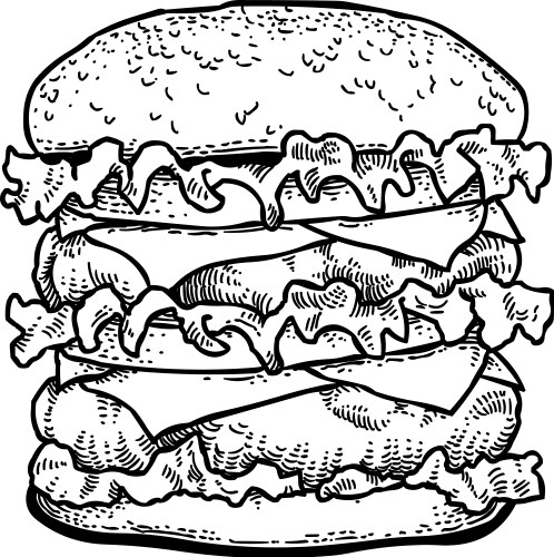 Delicious Cartoon Burger Vector Image