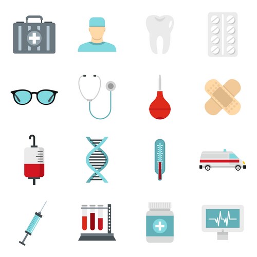 Medicine icons set flat style Vector Image