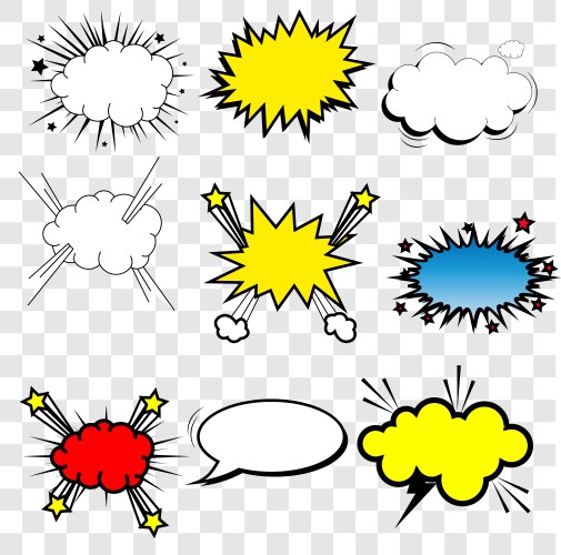 Comic white speech bubbles collection Royalty Free Vector