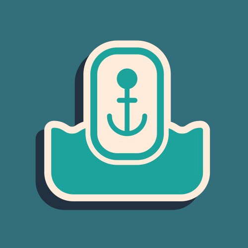 Green map pointer with anchor icon isolated vector image