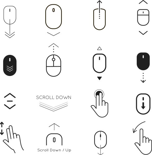 Scroll down and button up icon set vector image