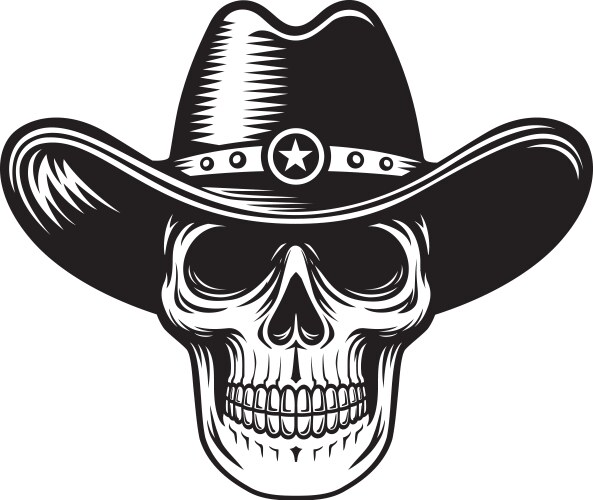 Skull with Cowboy Hat Vector Image