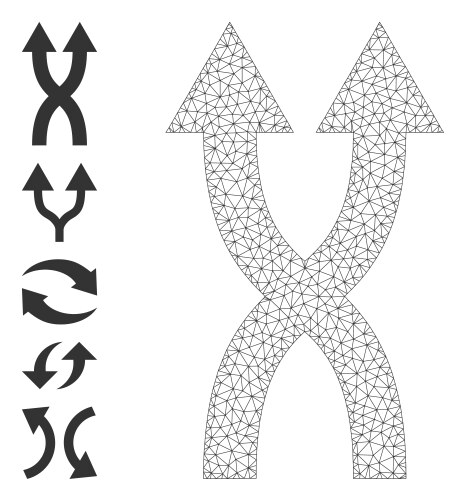 Web mesh shuffle arrows up icon with simple vector image