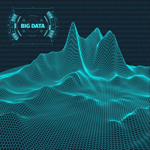 Computer generated binary code landscape on black vector image