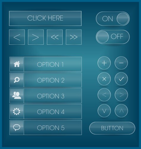 Modern Blue Button & Icon Set vector image