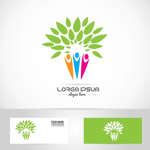 Tree house green negative space logo Royalty Free Vector