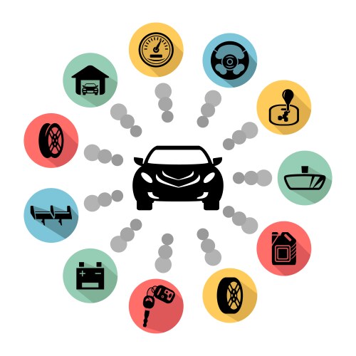Car spare parts Royalty Free Vector Image - VectorStock