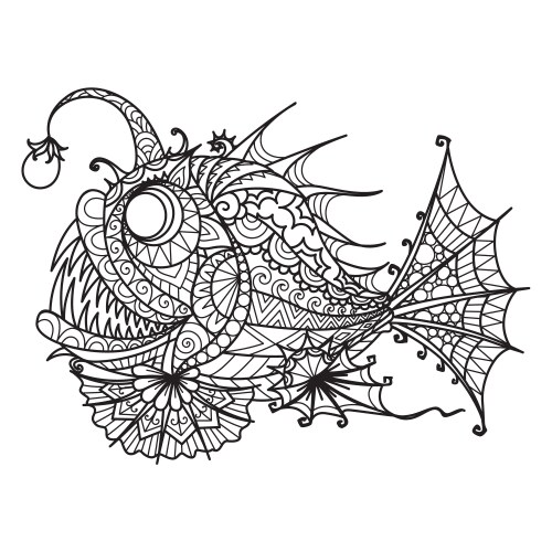 Intricate Anglerfish Mandala Vector Image