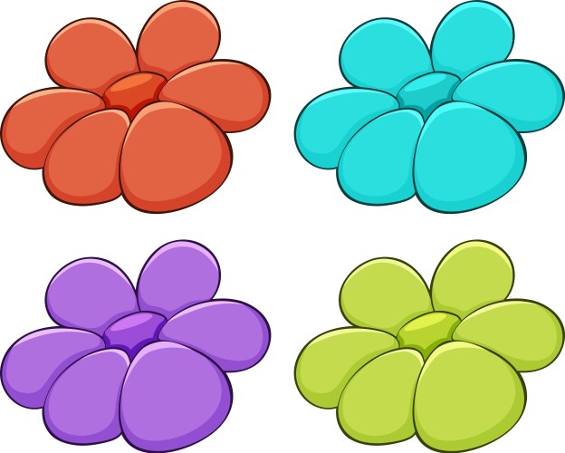 Isolated set flowers in many colors Royalty Free Vector