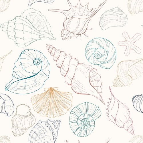 Seamless pattern with seashells Royalty Free Vector Image