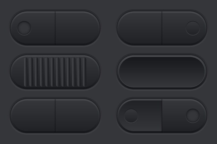Set of black buttons user interface elements vector image