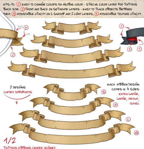 Ancient Papyrus Ribbons Vector Image