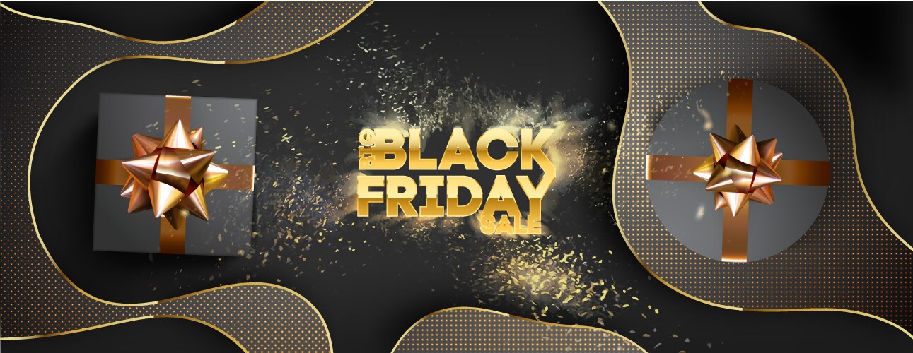 black friday banner with giftbox decorated vector image