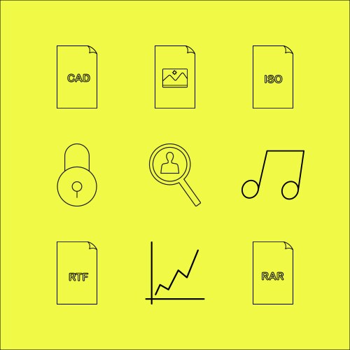 Files and folders linear icon set simple outline vector image