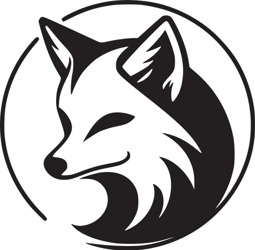 Fox - black and white Royalty Free Vector Image
