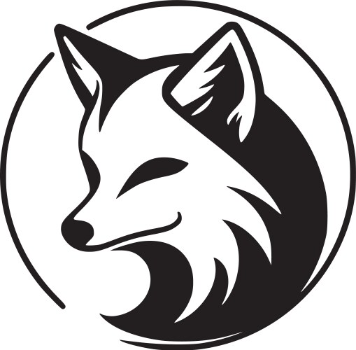 Fox - black and white vector image