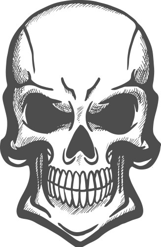 Human skull monochrome sketch tattoo design Vector Image