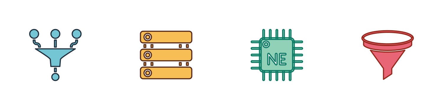 Set funnel or filter server data processor cpu vektorbild