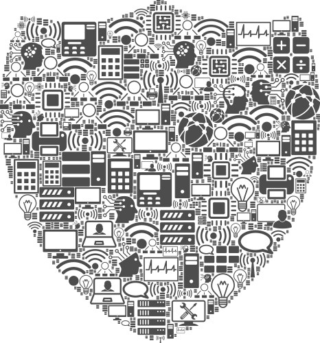 Shield composition icon for bigdata and computing vector image