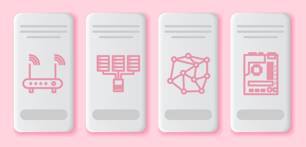 Set line router and wi-fi signal server data vector image