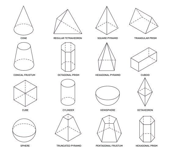 line isometric shapes simple geometric forms vector