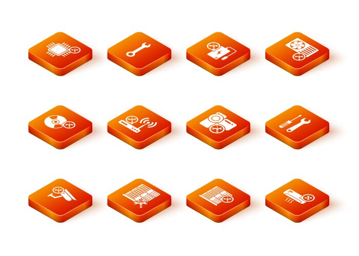 Set security camera service database server cd vector image