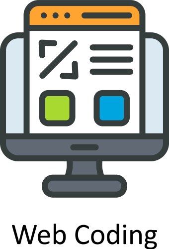 Web coding fill outline icon design illust vector image