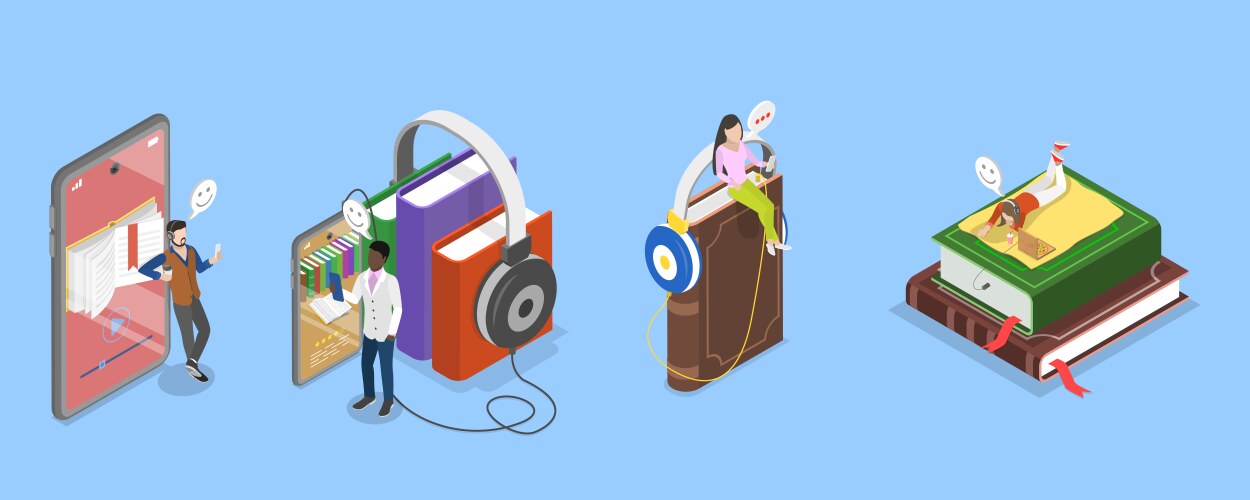 Foreign Language Online Flat Isometric Royalty Free Vector