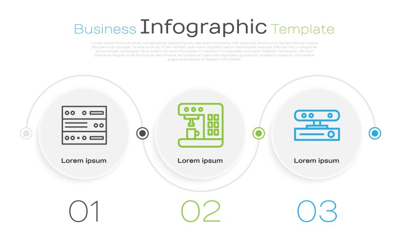 Set line server data web hosting coffee machine vector image