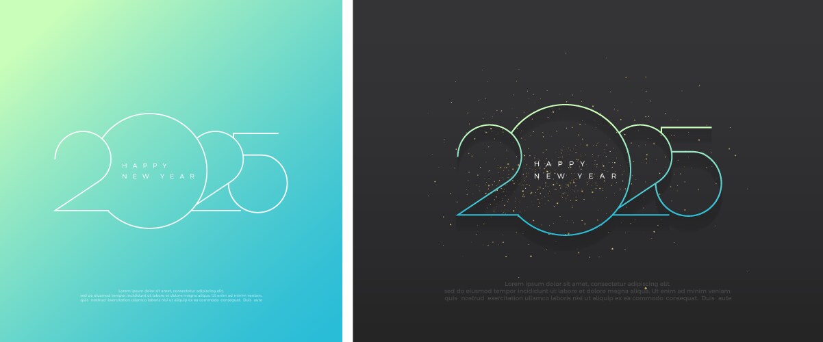 modern new year 2025 with colorful line art vector