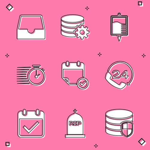 Set social media inbox setting database server vector image