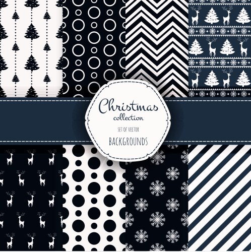 Collection of seamless patterns with red and white vector image