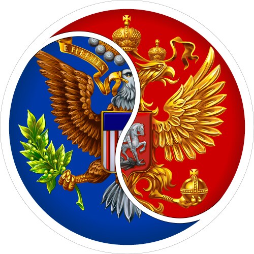 cooperation between usa and russia vector image vector image