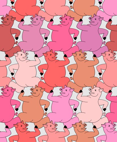 Running pig pattern seamless swine run background vector image