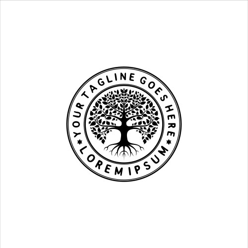 Abstract tree minimal logo emblem design oak Vector Image