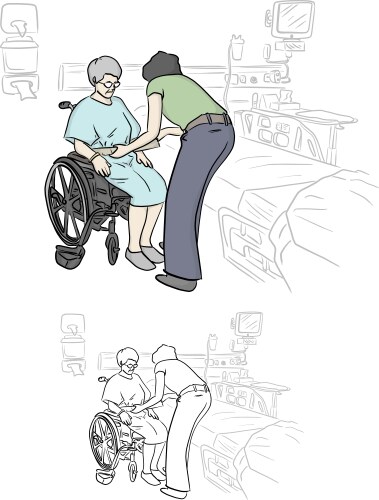 Nursing lady cares for elderly woman Vector Image