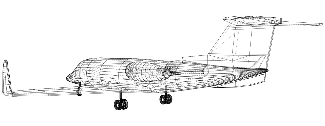 passenger airplane wireframe concept blue vector image