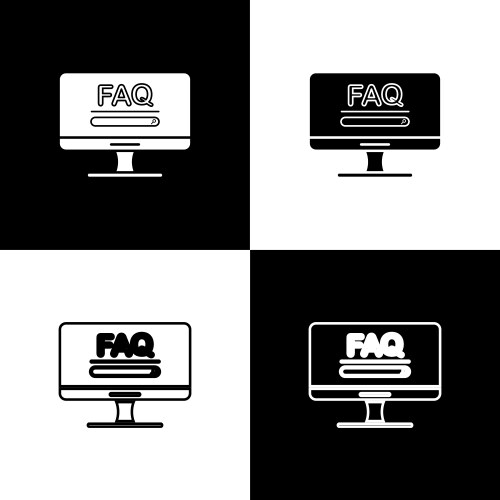 Set computer monitor with text faq information vektorbild