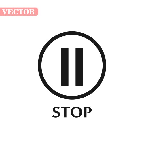 Pause icon in circle media player control button vector image