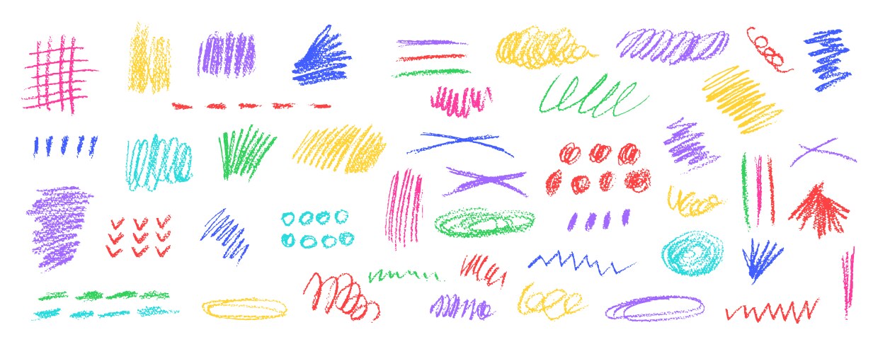 Set of chalk scribble frames and line brush vector image