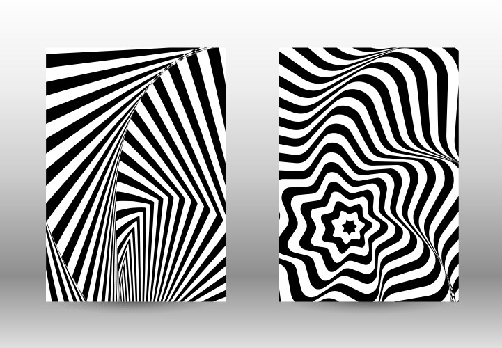 Set of abstract patterns with distorted lines vector image