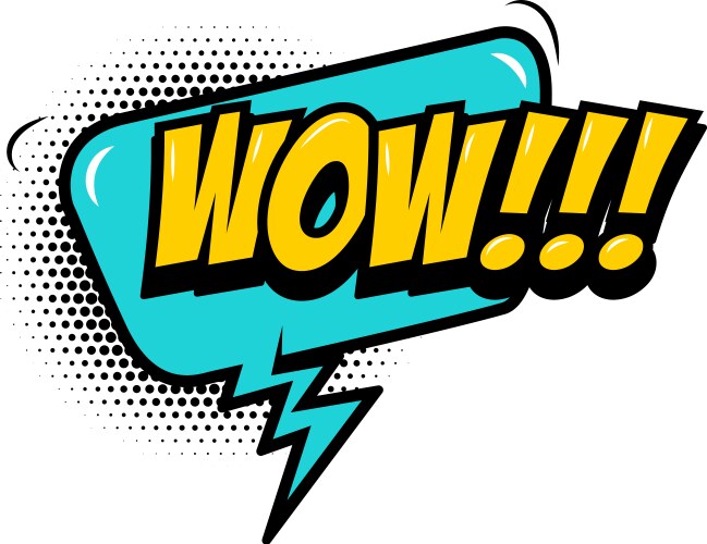 wow comic style phrase with speech bubble vector image