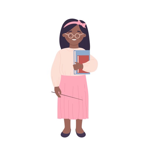 Dark skin girl dreaming to be a school teacher vector image