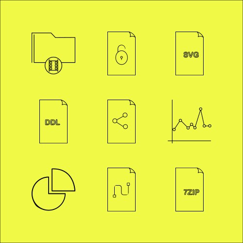 Files and folders linear icon set simple outline vector image