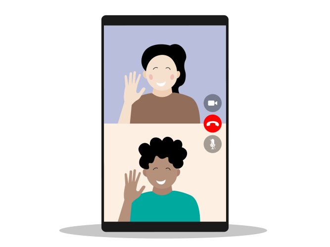 Girl and boy meet with video call when social vector image